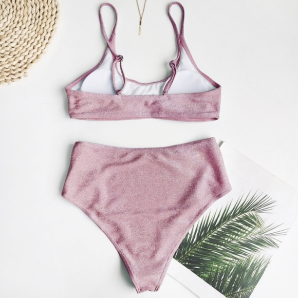 Pink Shimmer Two Piece Bathing Suit - Picture 4 of 4